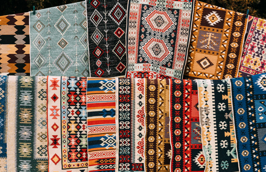 Many Oriental Persian Asian Carpets Background.