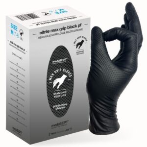 MEDASEPT Rękawice Nitrile Max Grip Black PF XL - 90 szt.